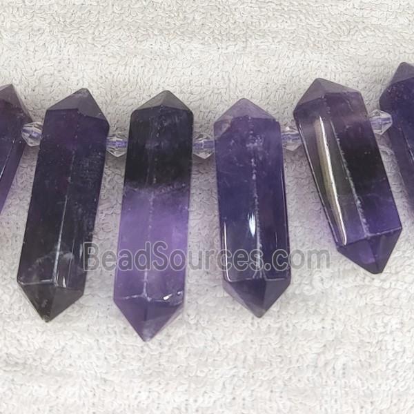 purple Amethyst bullet beads, top-drilled