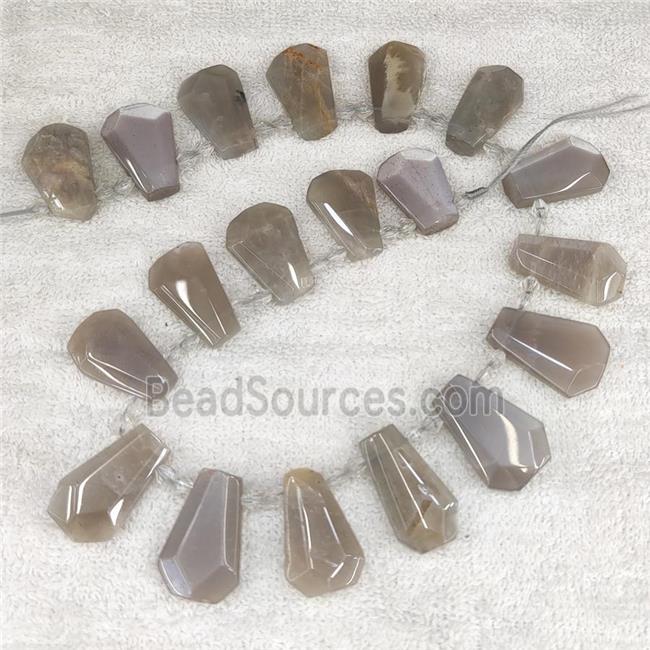 gray Moonstone teardrop beads, top-drilled