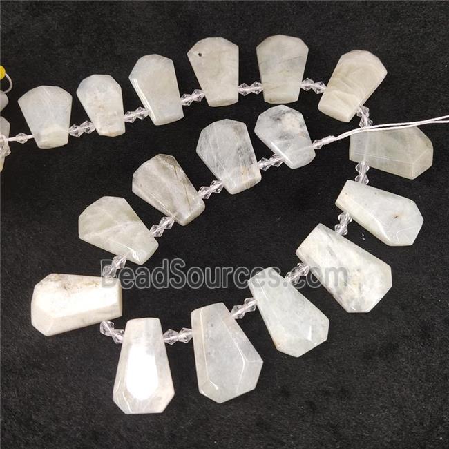 white Moonstone teardrop beads, top-drilled