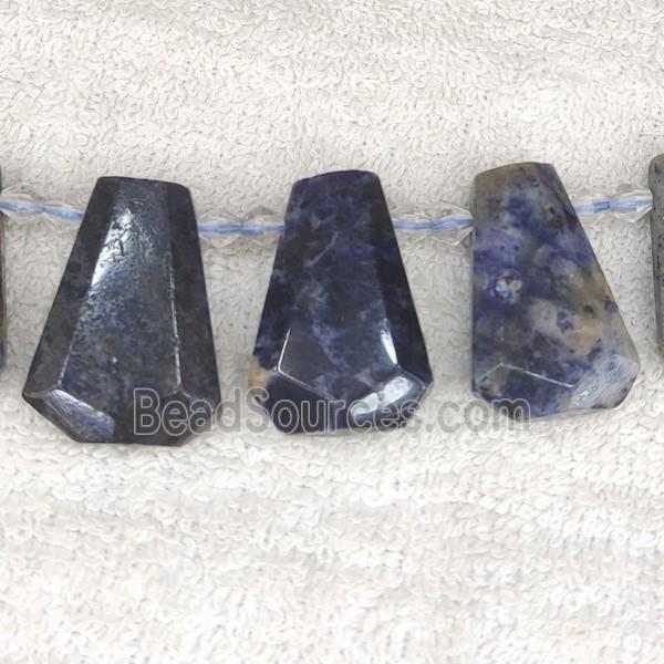 blue Sodalite teardrop beads, top-drilled