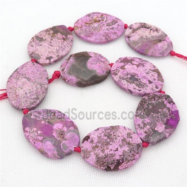 hotpink Ocean Jasper slice Beads, faceted freeform