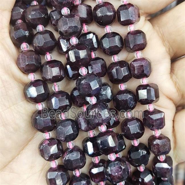 Garnet Beads, faceted cube