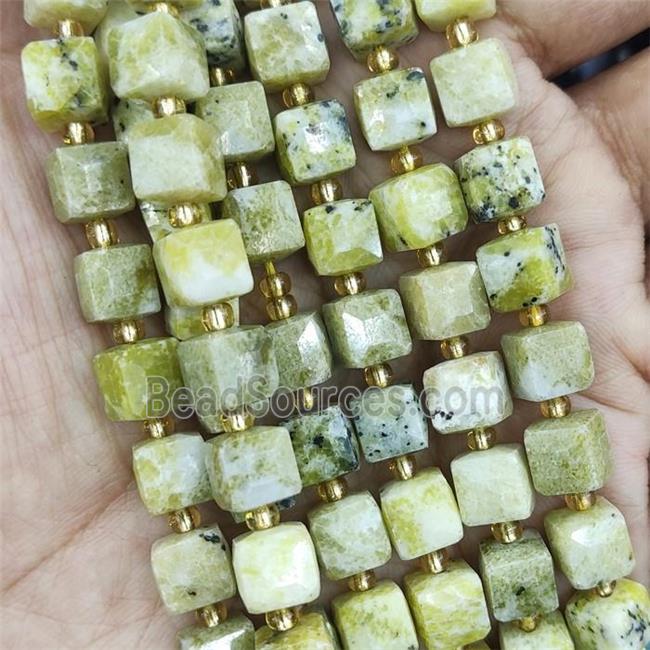 Chinese Yellow Turquoise Beads, faceted cube