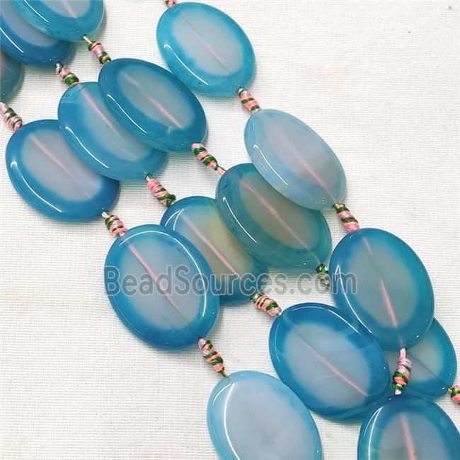 natural Agate Oval Beads, teal dye