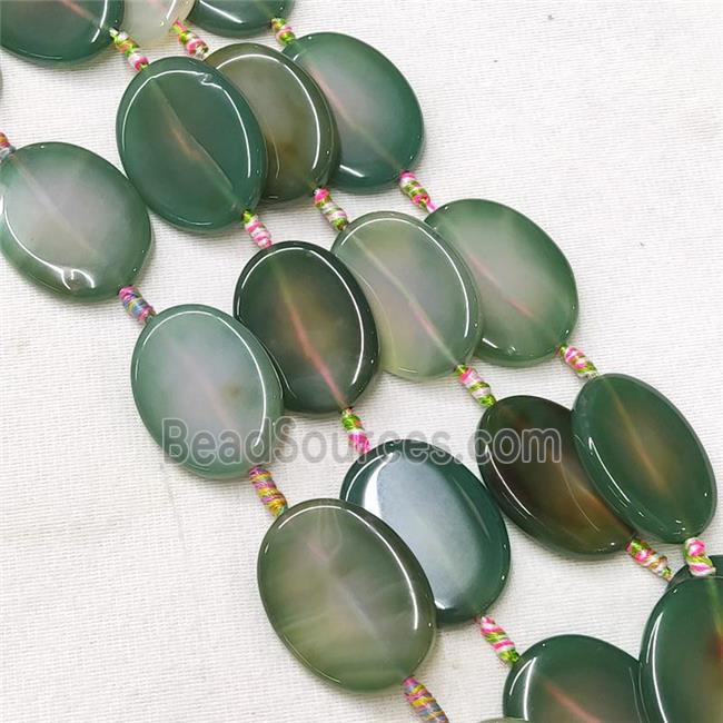 natural Agate Oval Beads, green dye