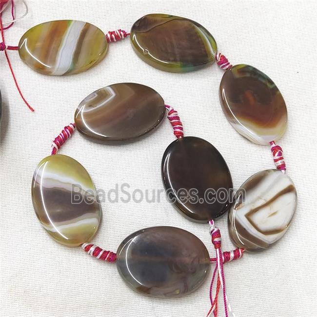 Stripe Agate Oval Beads, coffee