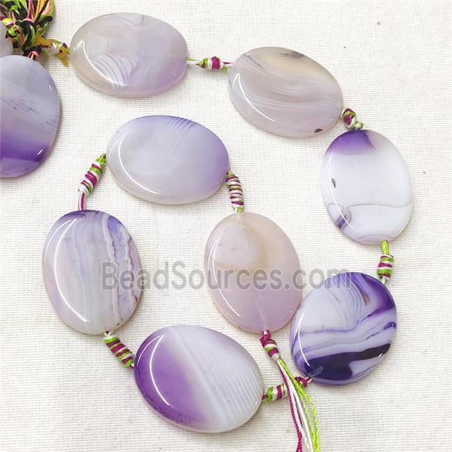 Stripe Agate Oval Beads, purple