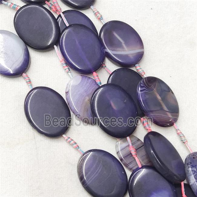 Stripe Agate Oval Beads, purple