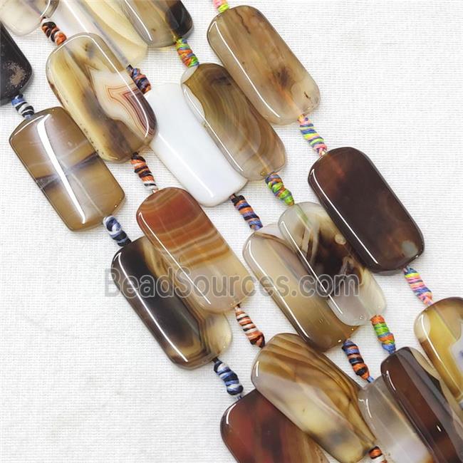 natural Agate Rectangle Beads, coffee dye