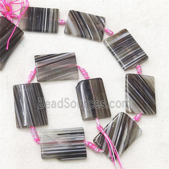 natural Agate Rectangle Beads, black