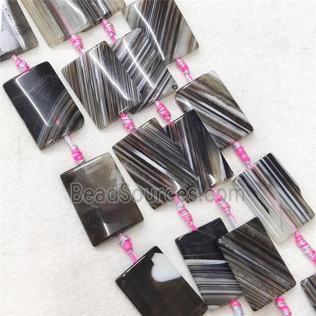 natural Agate Rectangle Beads, black