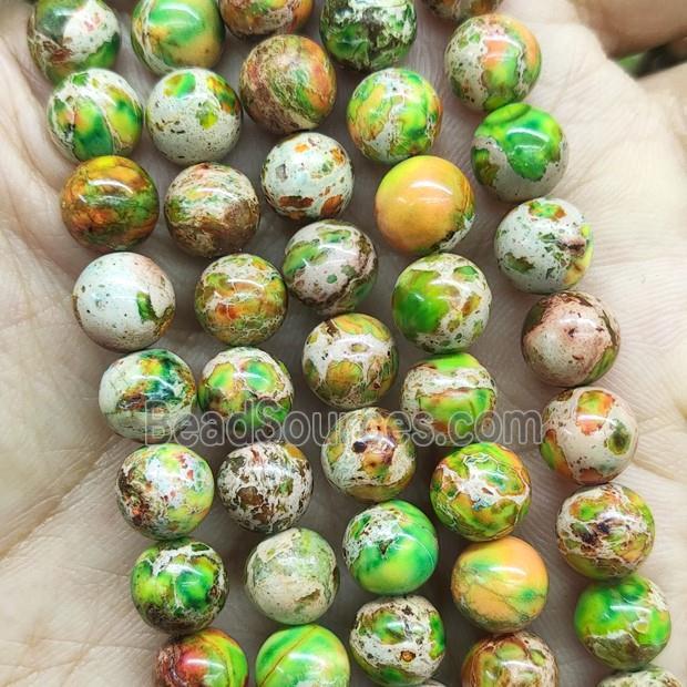 round Imperial Jasper beads, green