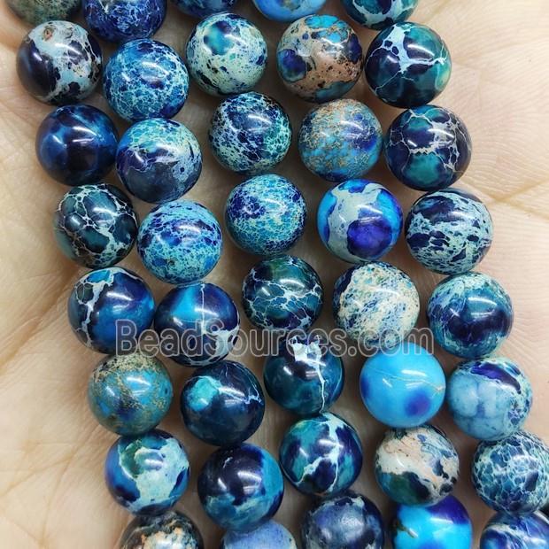 round Imperial Jasper beads, blue