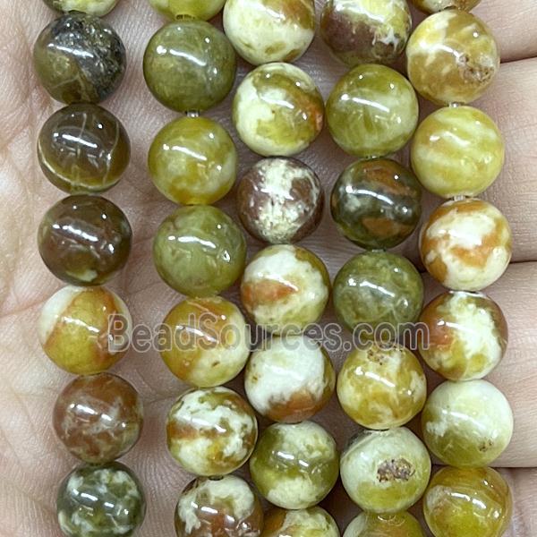 round Green Serpentine Jasper Beads