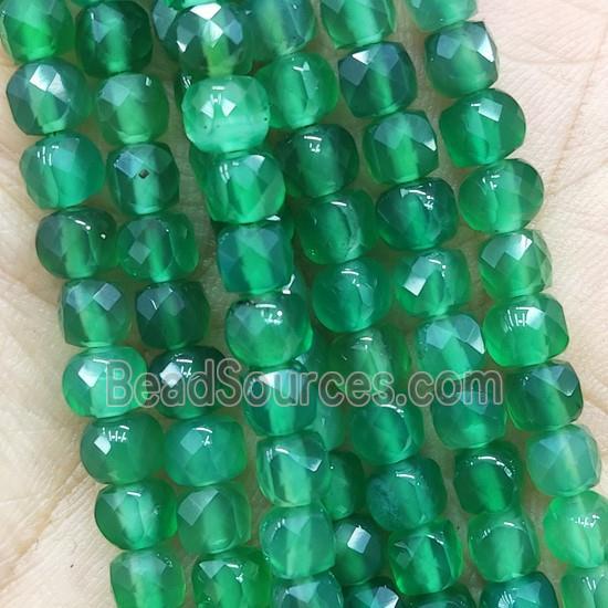 green dye Agate Beads, faceted cube