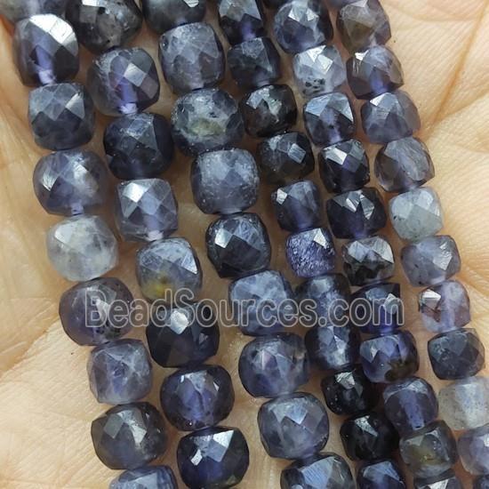 Iolite Beads, faceted cube
