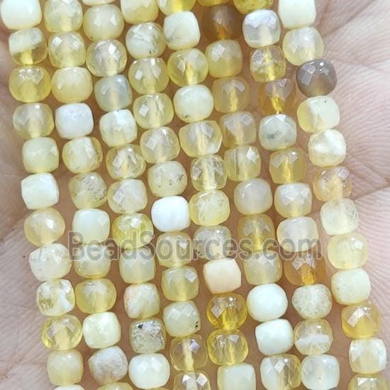 yellow Opal Beads, faceted cube