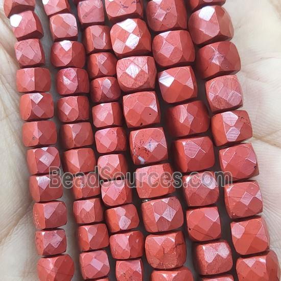 Red Jasper Beads, faceted cube