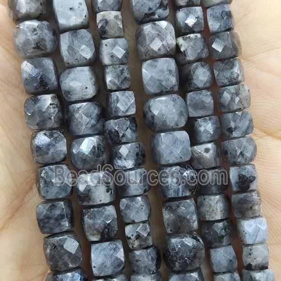 Black Labradorite Beads Larvikite Faceted Cube