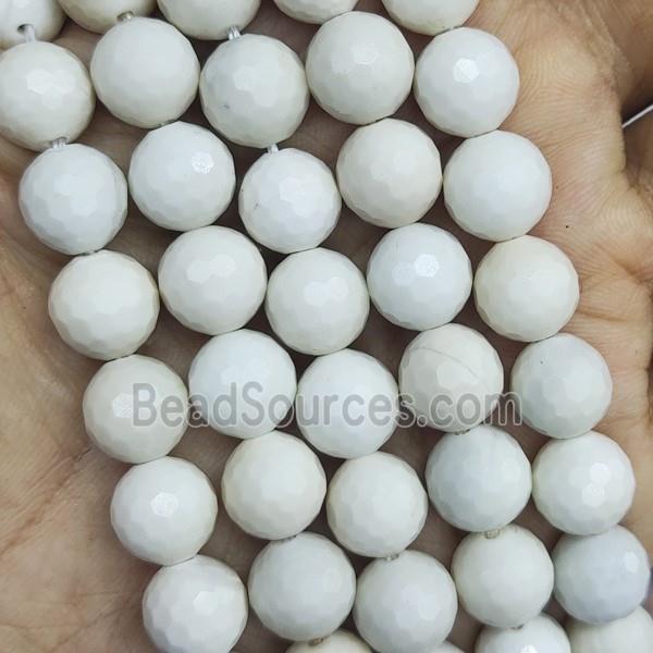 White Ivory Jasper Beads Faceted Round