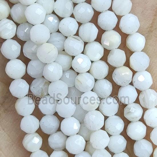 White Shell Seed Beads Faceted Round