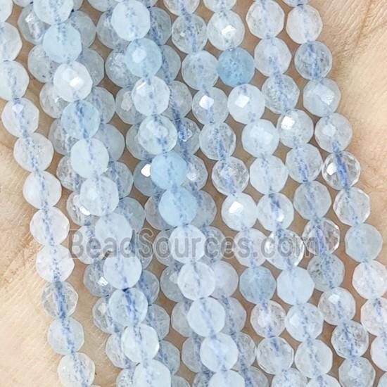 Lt.Blue Aquamarine Seed Beads Faceted Round