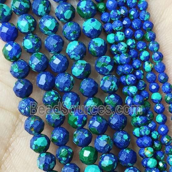 Blue Azurite Beads Dye Faceted Round