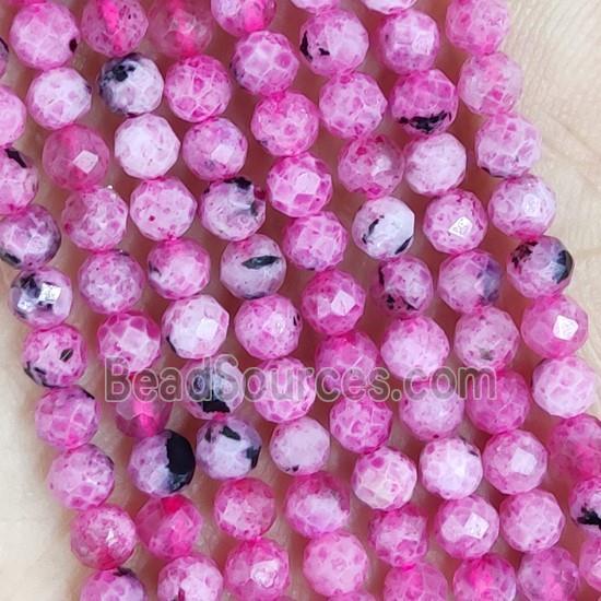 Hotpink Fire Agate Beads Faceted Round