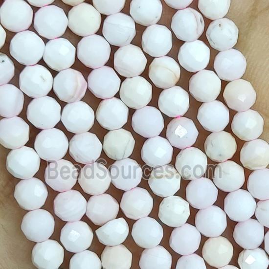 Lt.Pink Shell Beads Tiny Faceted Round