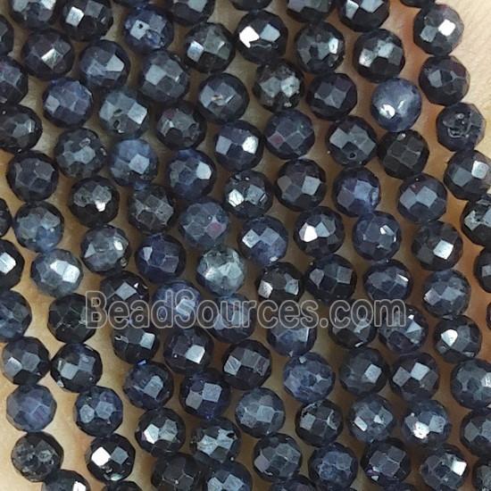 DarkBlue Sapphire Beads Faceted Round