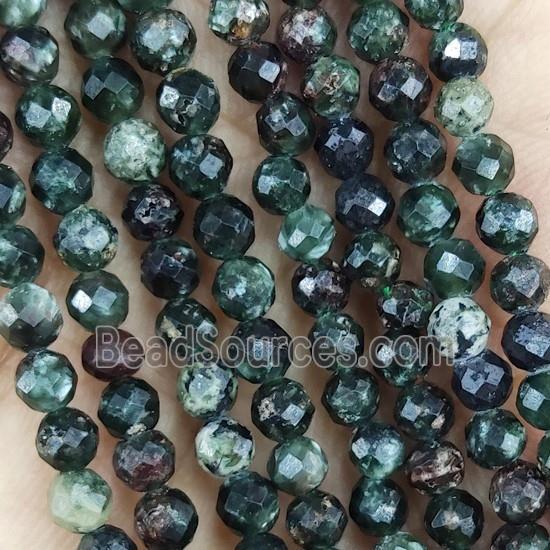 Green Charoite Beads Faceted Round