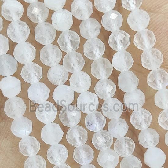 White Moonstone Beads Tiny Faceted Round