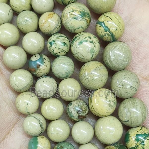 Natural Green Verdite Beads Smooth Round