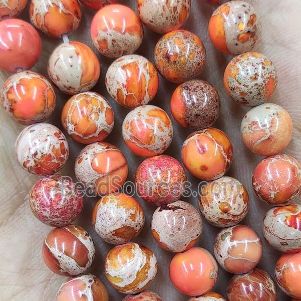 Round Orange Imperial Jasper Beads Dye