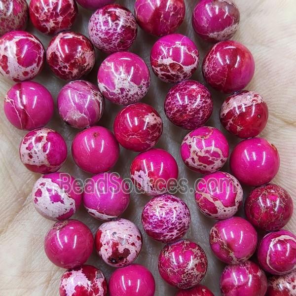 Round Hotpink Imperial Jasper Beads Dye