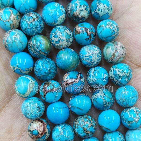 Round Blue Imperial Jasper Beads