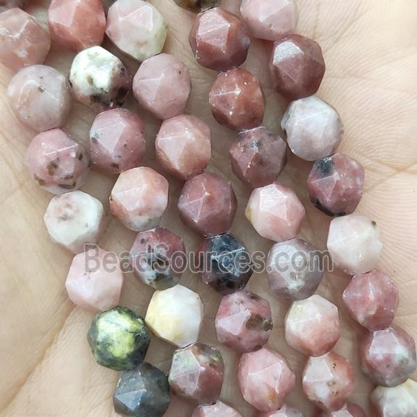 Pink Plum Blossom Jasper Beads Cut Round