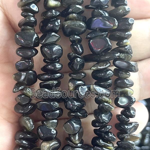 Gold Obsidian Chip Beads Freeform