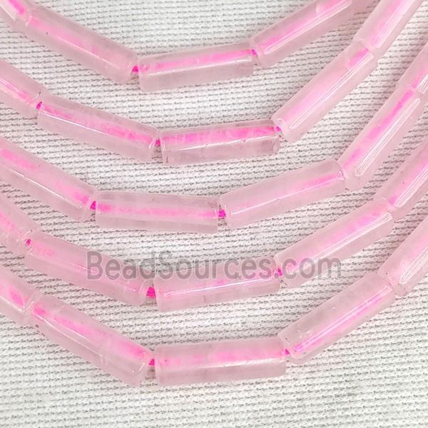 Pink Rose Quartz Tube Beads