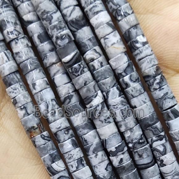 Gray Map Jasper Heishi Beads