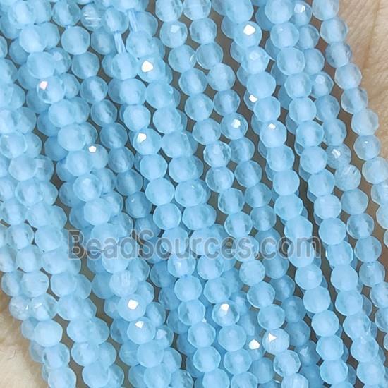 Blue Cat Eye Glass Beads Faceted Round