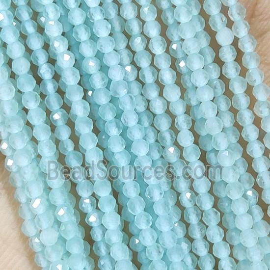 Aqua Cat Eye Glass Beads Faceted Round