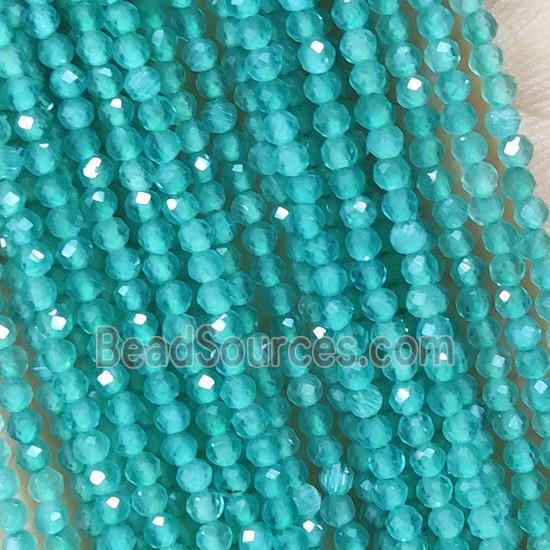 PeacockGreen Cat Eye Glass Beads Faceted Round