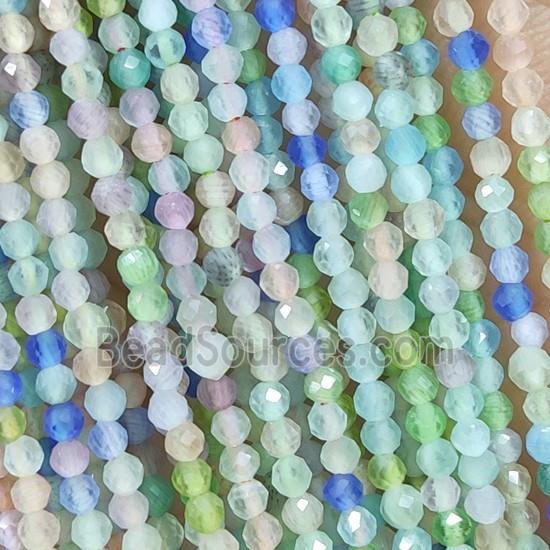 Cat Eye Glass Beads Faceted Round Mix Color