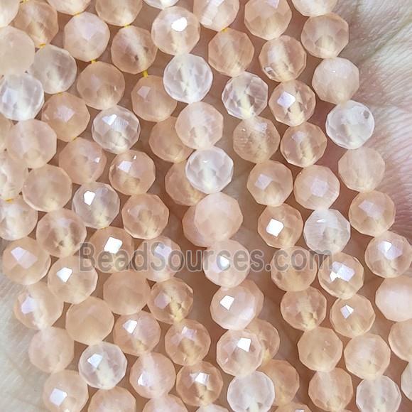 Peach Cat Eye Glass Beads Faceted Round