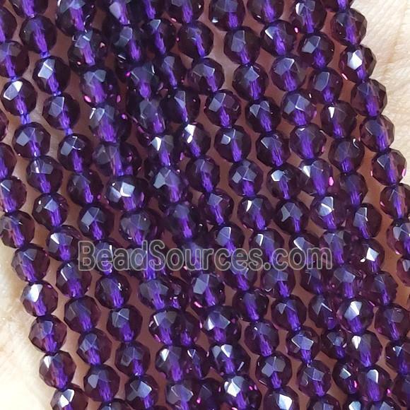 Purple Crystal Glass Beads Faceted Round