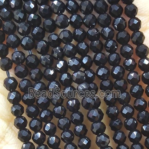 Black Crystal Glass Beads Faceted Round