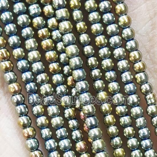 GreenGold Crystal Glass Beads Round Electroplated