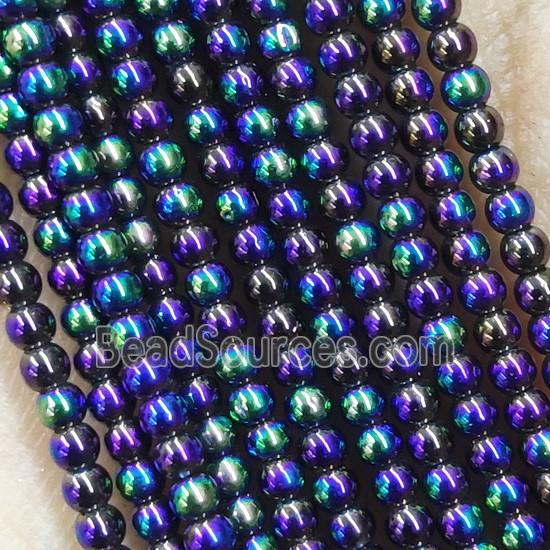 Rainbow Crystal Glass Beads Round Electroplated