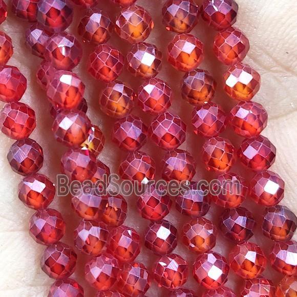 Red Cubic Zircon Beads Faceted Round